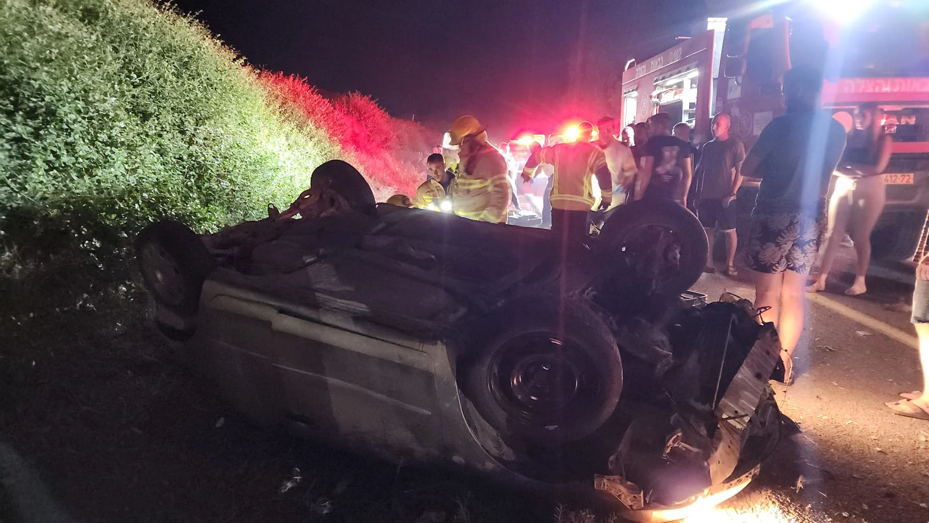 זירת התאונה ליד קיבוץ האון שעל הכנרת