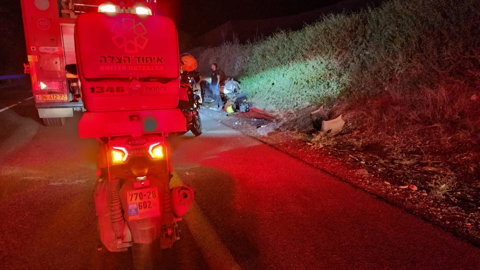 זירת התאונה ליד קיבוץ האון שעל הכנרת